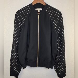 Michael Michael Kors Black Bomber Gold Studded Jacket – Size L